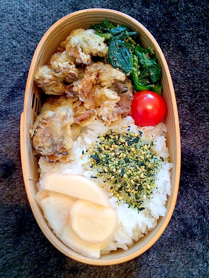 舞茸の天ぷらとほうれん草の胡麻和え弁当|青山米子さん