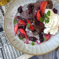 Snapdishの料理写真:chocolate baguette french toast with berries*