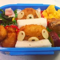 Snapdishの料理写真:お布団から出たくないよ〜コロッケサンド弁当！|ゆーりーさん