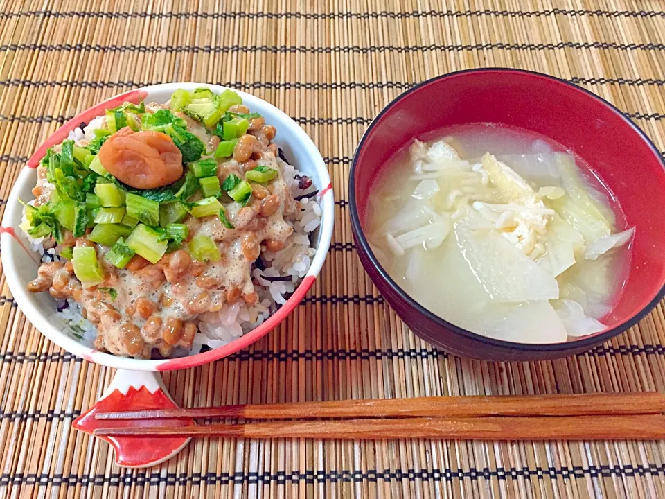 納豆・大根葉・梅ごはん。|KOMACHIさん