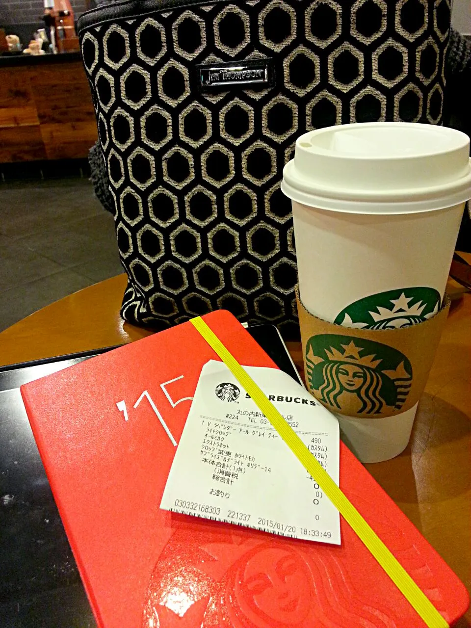 Snapdishの料理写真:Lavender Earl Grey Tea Latte with White Mocha Syrup & Starbucks Korea 2015 Planner (agenda)|토모코さん