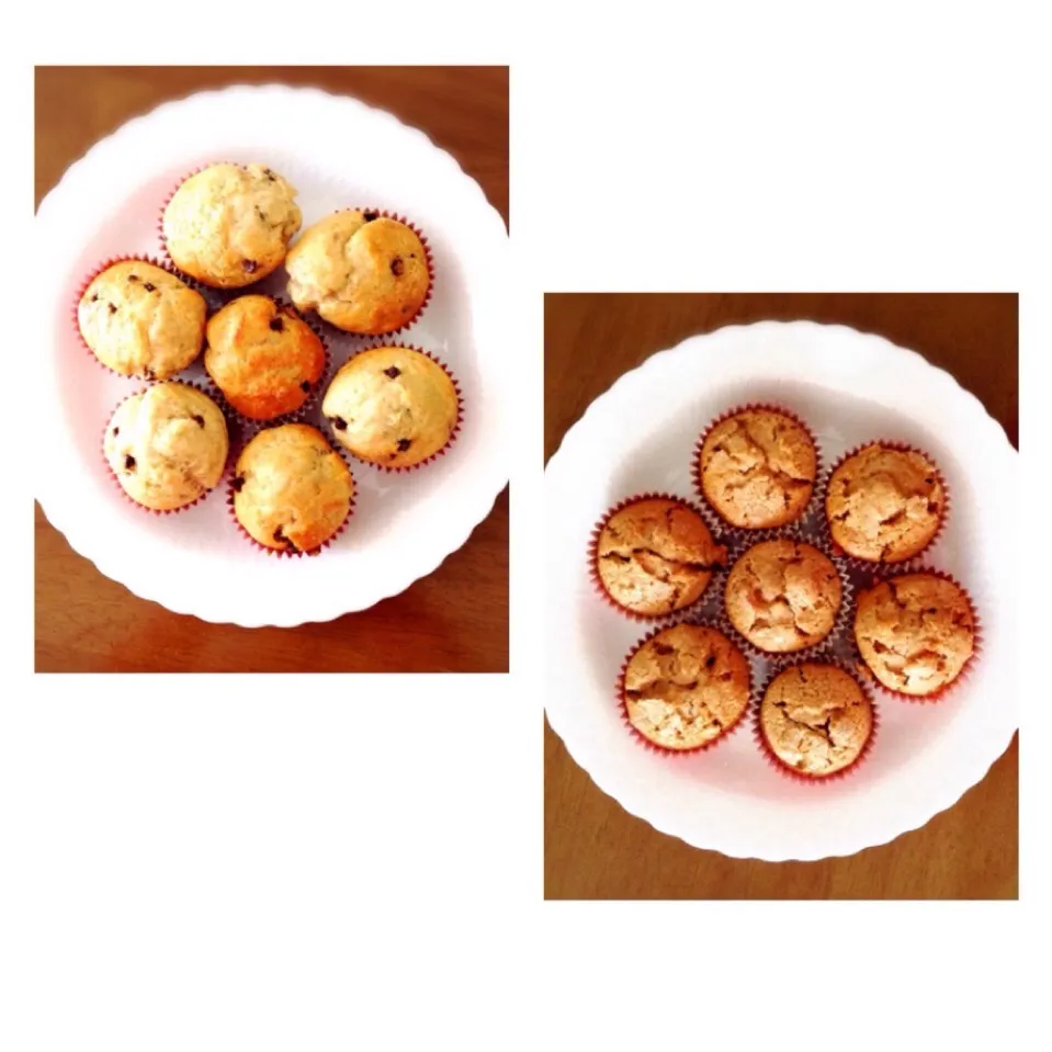 Banana chocolate chip and apple cinnamon muffins🍎🍌🍫|Kanakoさん