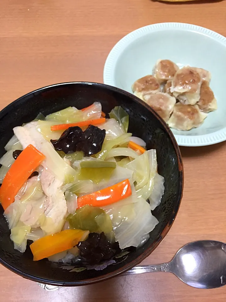 中華あんかけ丼、崎陽軒シュウマイ♡|まゆめろさん