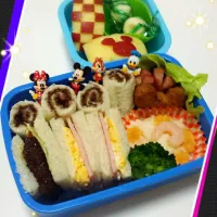 Snapdishの料理写真:今日は次男だけお弁当！
サンドイッチ弁当o(^▽^)o|minaさん