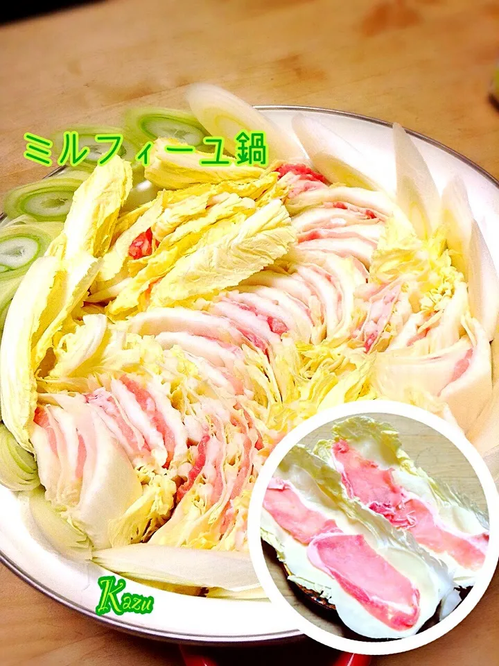 Snapdishの料理写真:白菜/豚肉/餃子の皮  のミルフィーユ鍋|かずきっちんさん