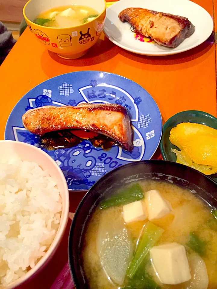 🐟ブリの照り焼き、蕪と豆腐のお味噌汁、柚子の三温糖漬け|ch＊K*∀o(^^*)♪さん