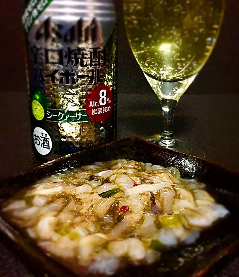 今宵の一酒一肴『缶ハイボールとタコわさ』|ち〜おんさん