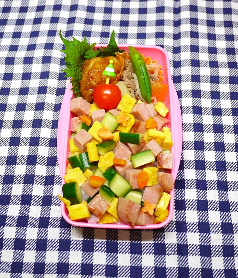 Snapdishの料理写真:今日のJK弁当は hirominno さんのスパムちらし寿司を真似しました ^ ^|kokoさん