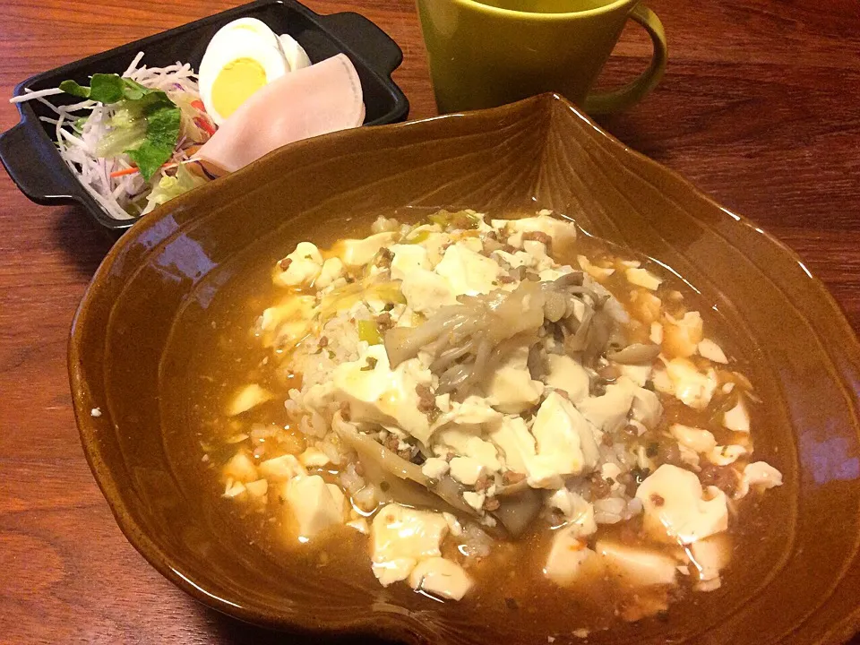 麻婆スープかけご飯、サラダ 2015.1.22|キラ姫さん