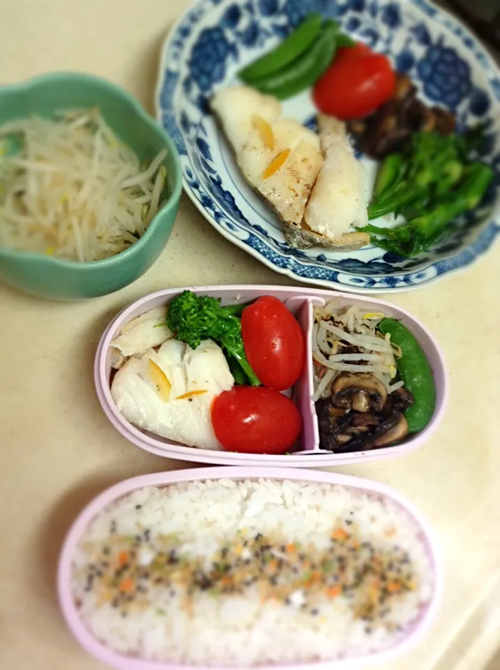 Today's lunch box & JK lunch plate. lemon salt cod.|hoppycowさん