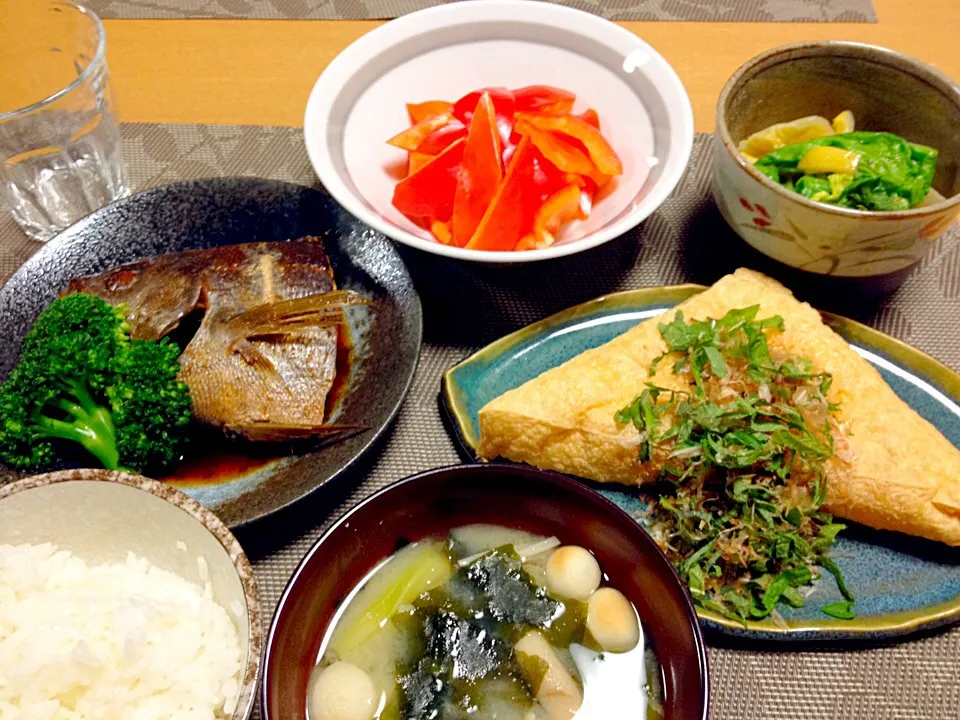 イサキのお煮付け、田舎あげのトースター焼き、白菜の塩レモン蒸し|ねむねこさん