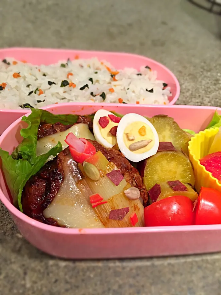 クリスマスネギツリーとハンバーグ弁当|myusicさん