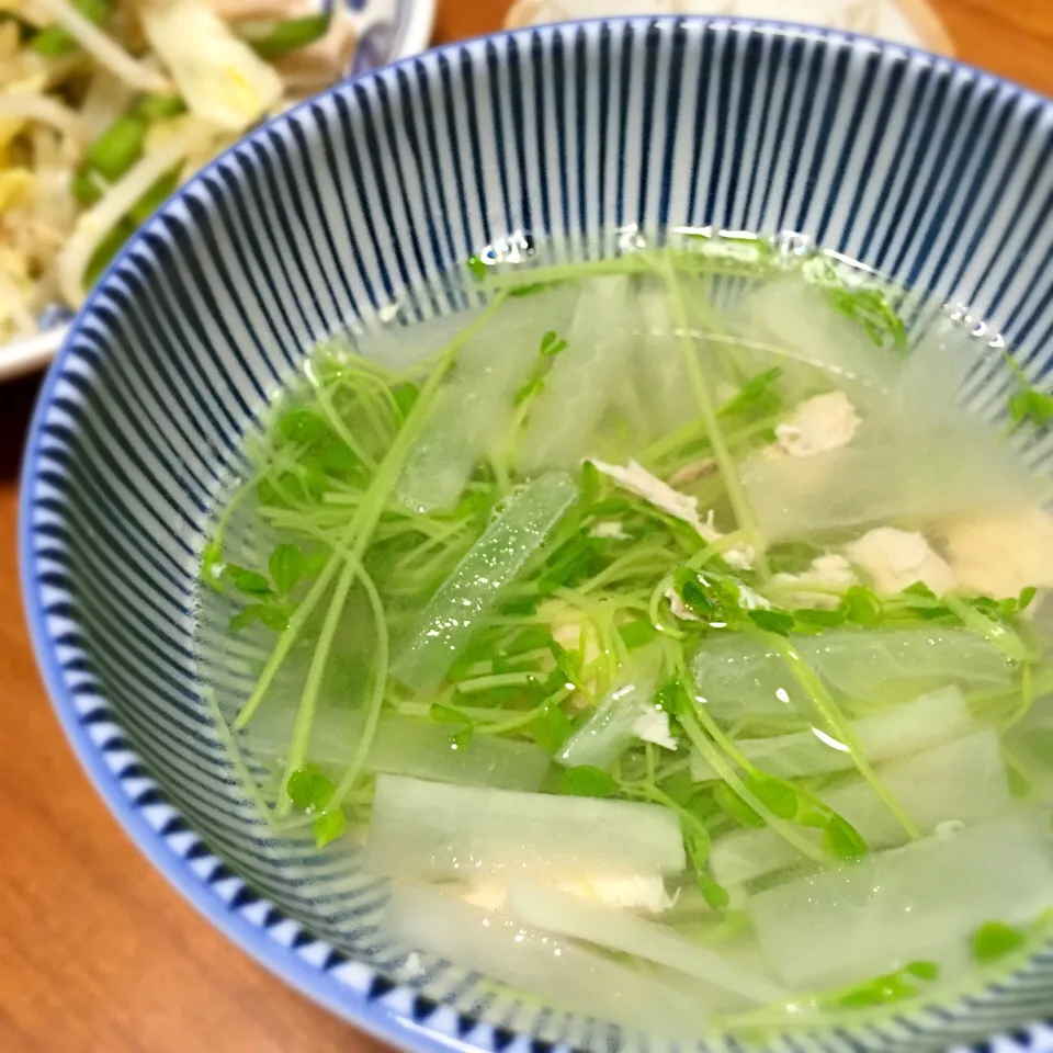 大根と豆苗と鶏肉のスープ|門乃ケルコさん