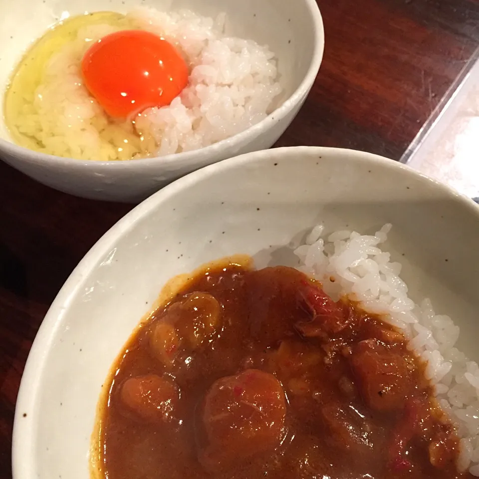 カレーとTKGを両方味わえる幸せ(￣▽￣)|ままぞうさん