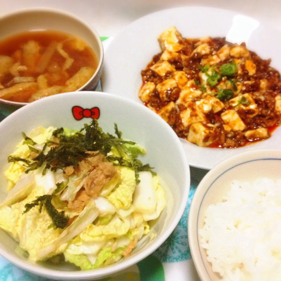 ともさんの料理 3分で♪白菜とツナのサラダ・大根と揚げのお味噌汁・麻婆豆腐|美也子さん