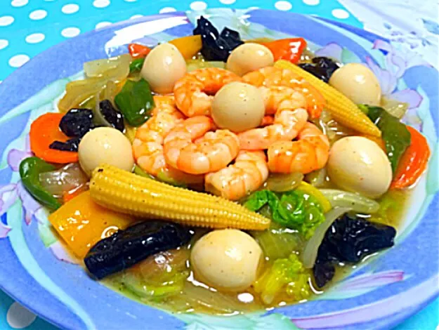 八宝菜 (はっぽうさい) - Chopsuey dish made up of shrimp and quail egg cooked with different kinds of vegetables. ❤️😋✨|Liezlさん