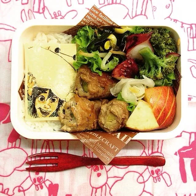 Pork and leek rolls with teriyaki sauce bento on Friday.  金曜日の豚肉のネギ巻き弁当 ヒロ&ベイマックス from Big Hero 6|Yuka Nakataさん