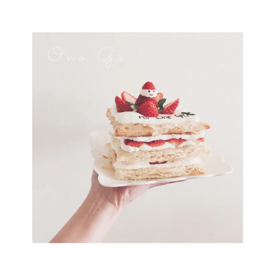 birthday cake/strawberry mille-feuille🍓/thx to my friends😉|Guさん