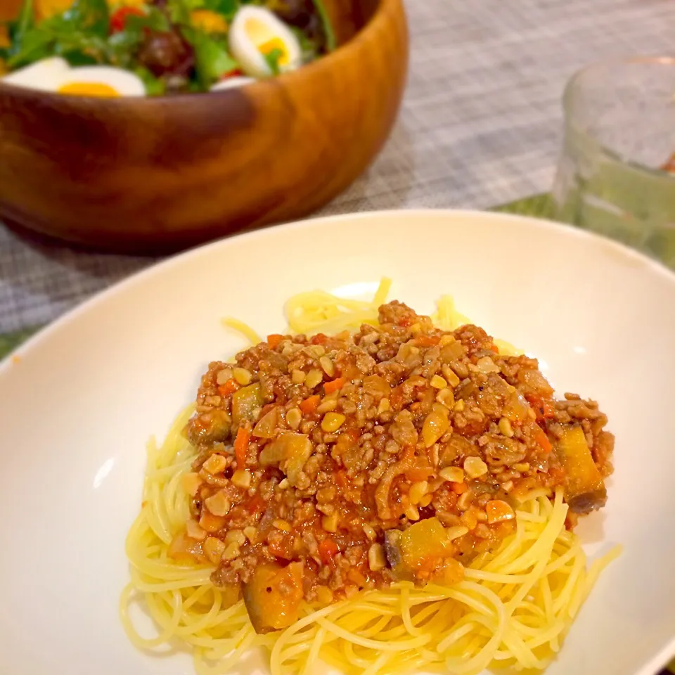 納豆と茄子のミートソースパスタ！|あっさーさん