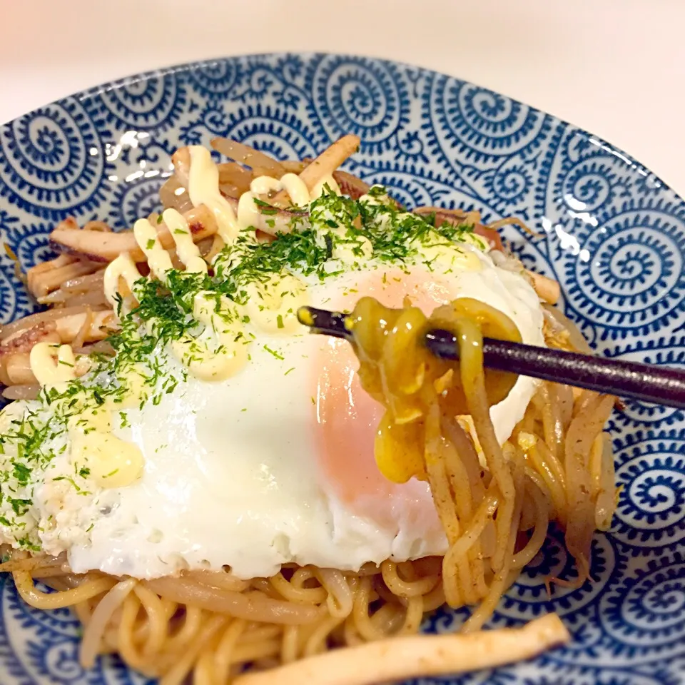 粉末鰹節たっぷりイカ焼きそば♪ 風味抜群！|ヨッチャンさん