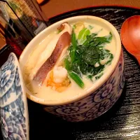 Snapdishの料理写真:牡蠣の茶碗蒸し🍴細うどん入り〜😊|タプりん♥️さん