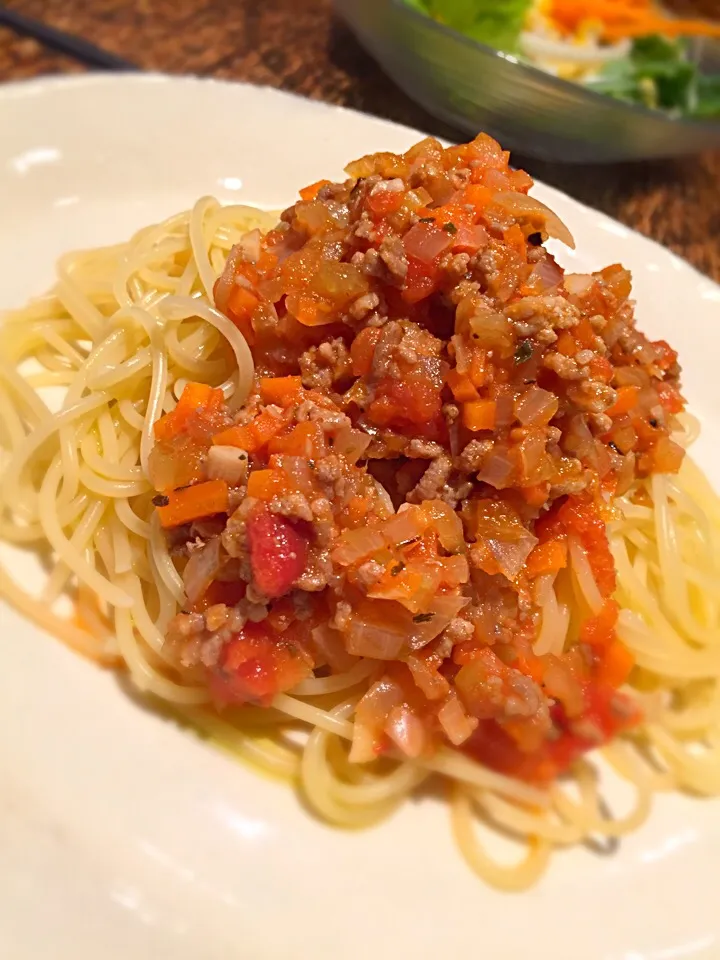 Snapdishの料理写真:🍝ミートソーススパゲッティ🍴|maroさん