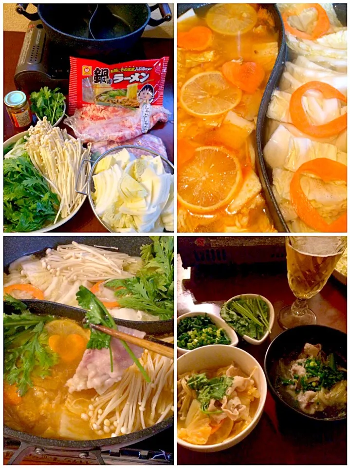 Tom Yum Goong and shabu‐shabu pot♨2色鍋(ﾄﾑﾔﾑｸﾝ&白出汁ﾍﾞｰｽ)|🌈Ami🍻さん