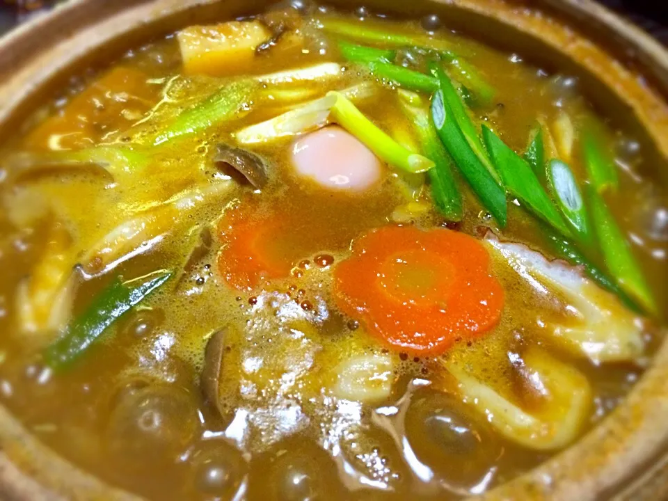 Snapdishの料理写真:カレー最終章                                 カレー鍋焼きうどん|mottomoさん