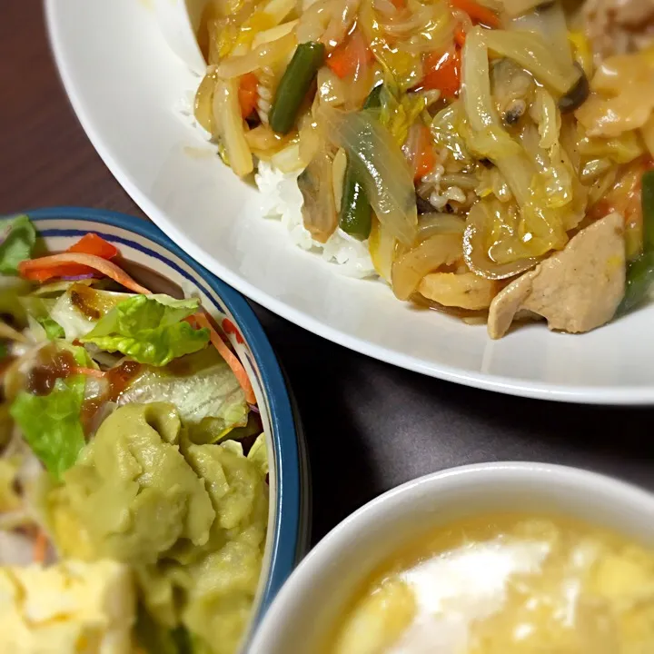 中華丼とたまごスープ|たんしゃんさん