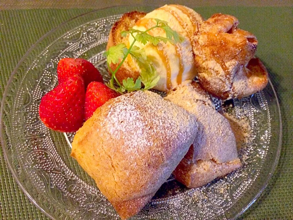 Popover🍓Strawberry&vanilla🍨もっちり失敗作を和風ﾃﾞｻﾞｰﾄでwww|🌈Ami🍻さん