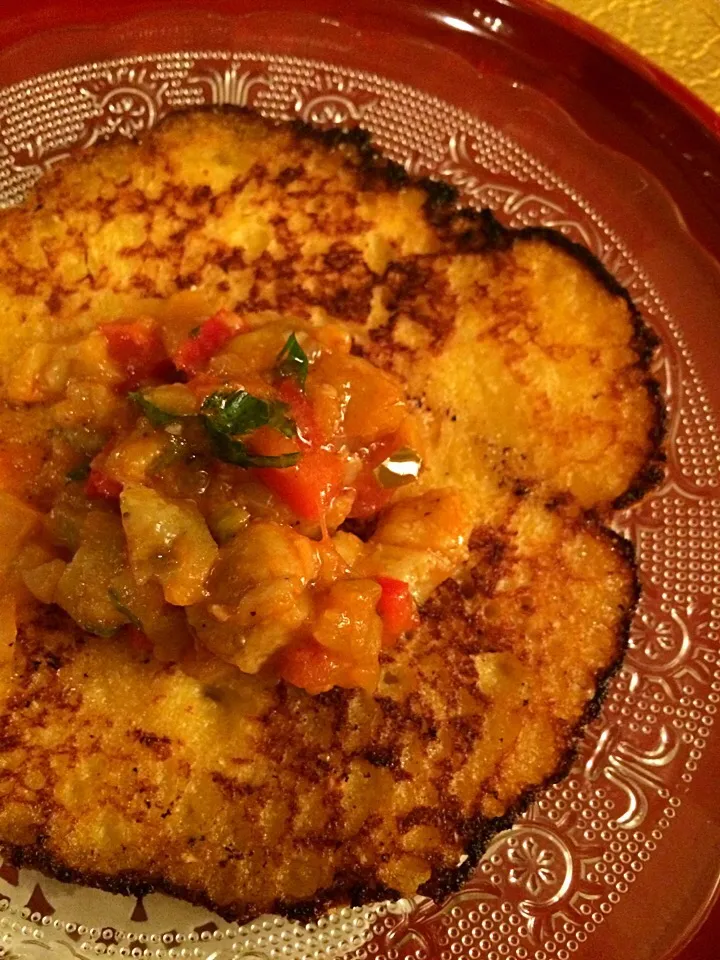 Venezuelan Cachapas topped with eggplant delight;)|aястасияさん