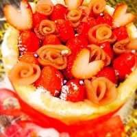 豆腐といちごのムースシャルロットケーキ作りました|かなつんさん