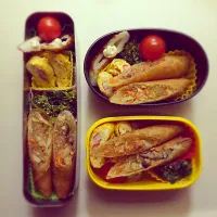 Snapdishの料理写真:朝から揚げた春巻き弁当|okmiさん