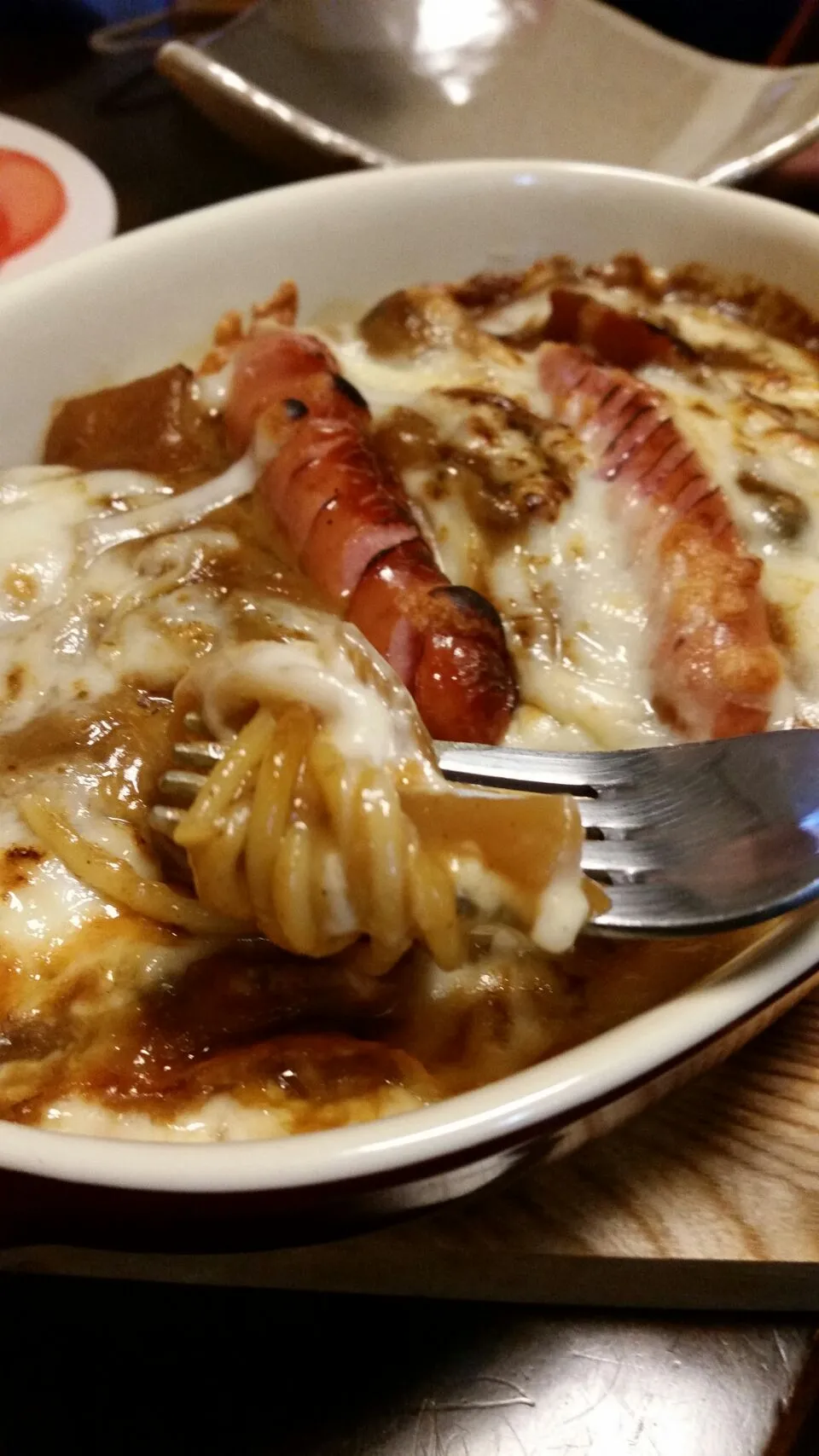 カレースパグラタン    これも昨日の残りカレーで😏|ふりるさん