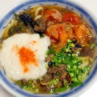 あつしさんの料理 【改訂版】揚げ出しトマト🍅を使ったスペシャル肉うどん|さーさん