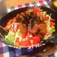 Snapdishの料理写真:♡照り焼きサラダ丼♡|Mi-cobさん