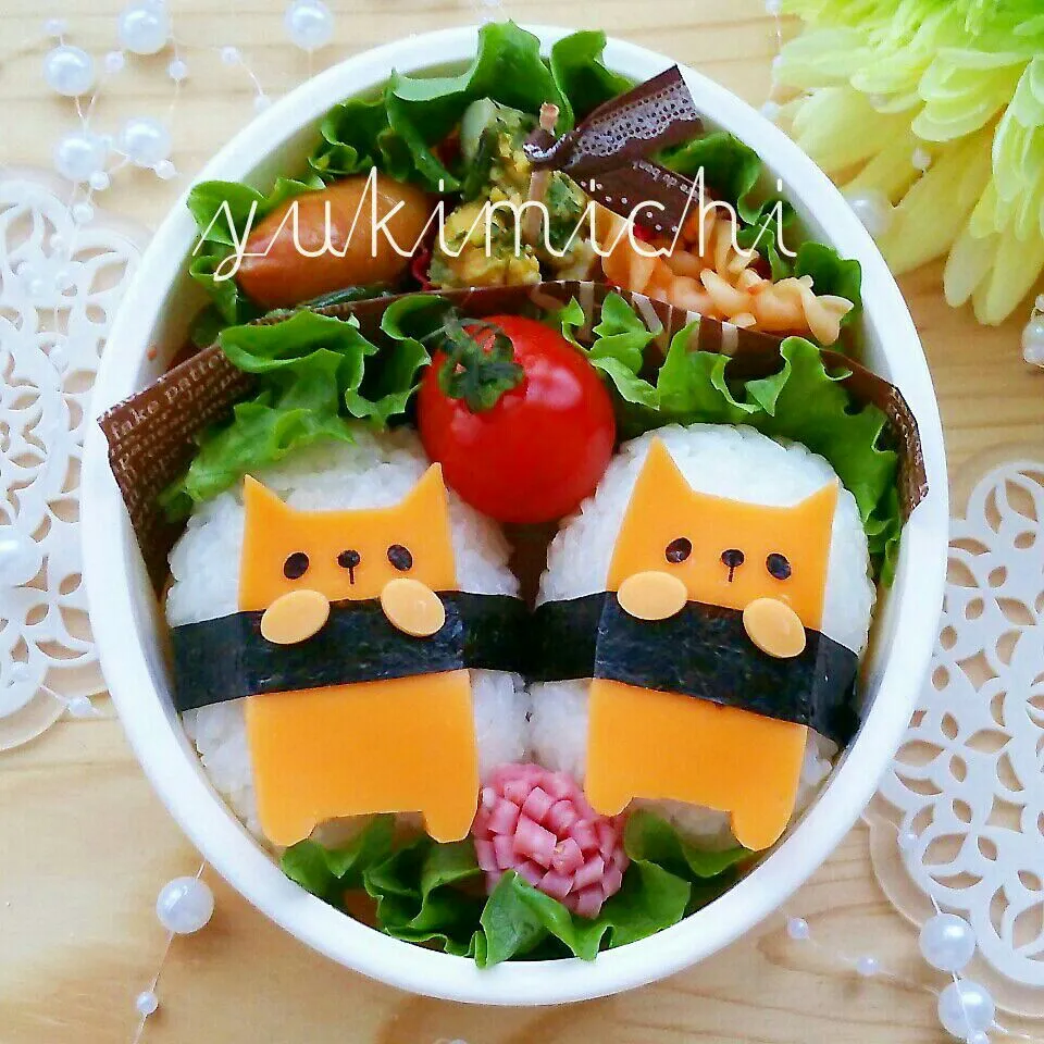 ねこ巻きおにぎりのお弁当☆|Michiyo Kasadaさん