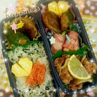 Snapdishの料理写真:ピーマン＆椎茸の肉詰め弁当♡|nanoさん