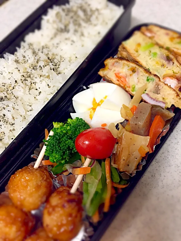 つくねと海老イカのお好み焼き弁当|asayanさん