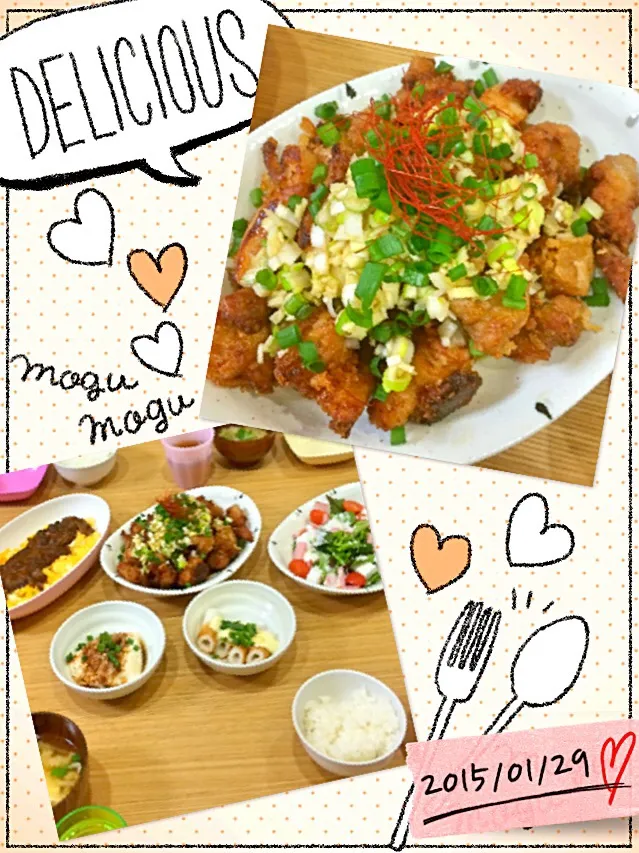 Snapdishの料理写真:今日の晩御飯❤︎ニンニクネギソース唐揚げ😋|さくりん😊さん