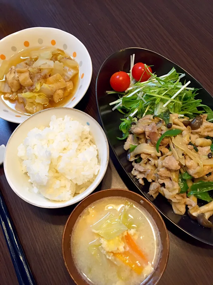 豚と大葉の味噌炒めの晩ご飯|mikaさん