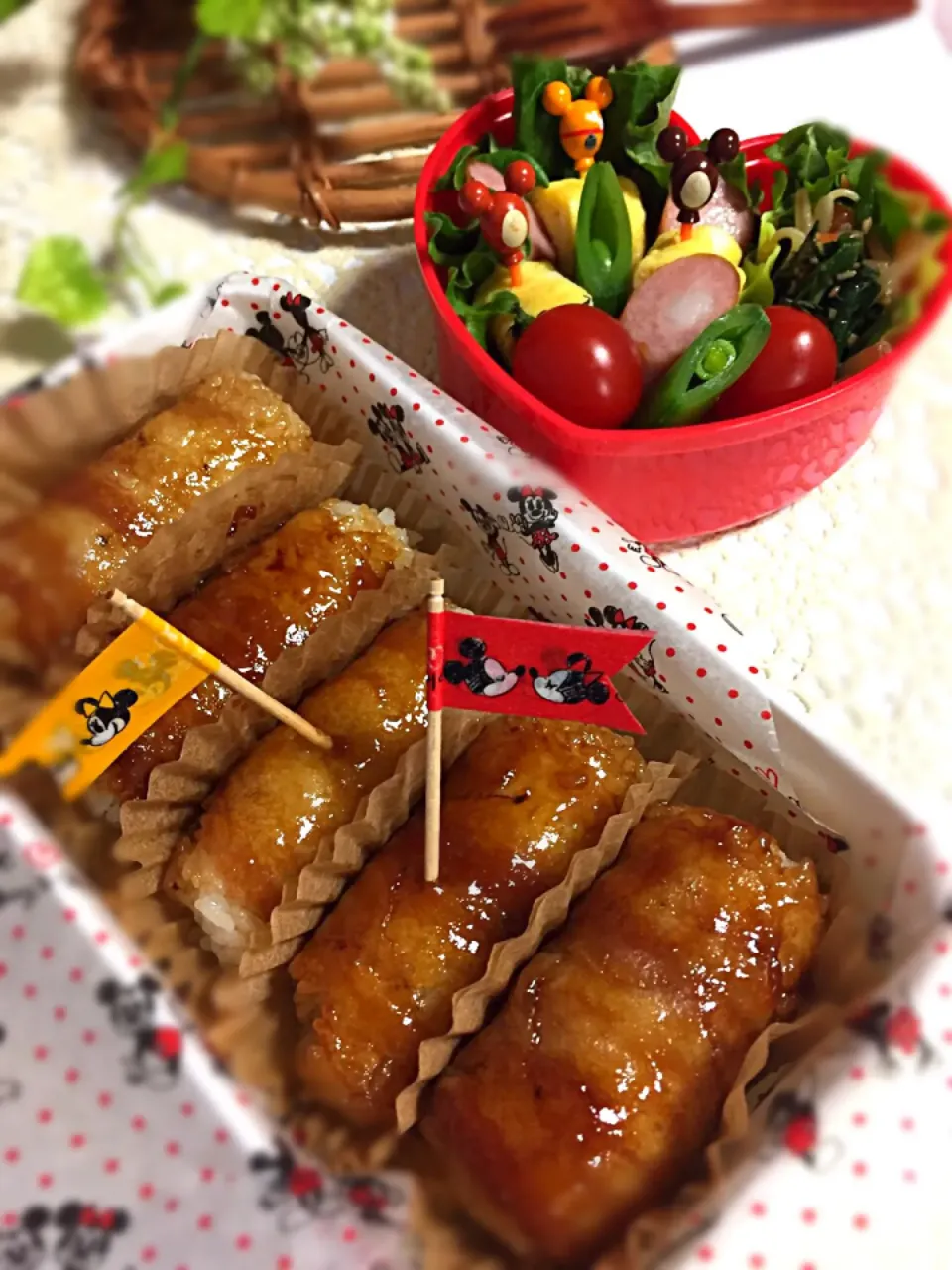 Snapdishの料理写真:ゆっぴーのお弁当(*´ ˘ `*)♡     『肉巻きおにぎりリクエスト』|kumiさん