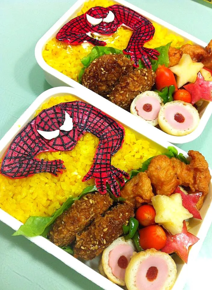 双子用弁当⭐️スパイダーマン😋|ゆりねかふぇさん