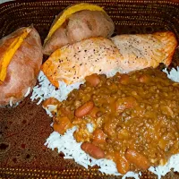 Salmon sweet potatoes Indian rice|Giannina Marieさん