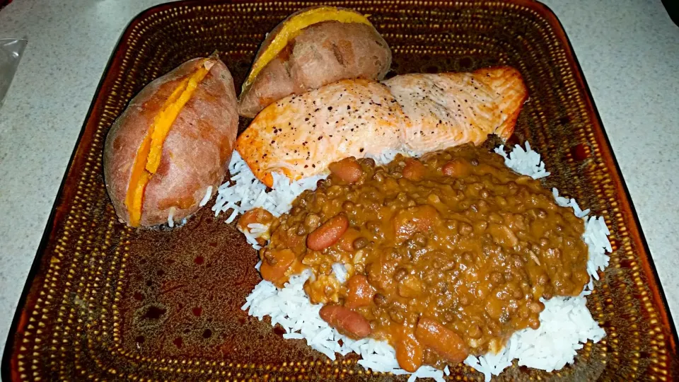 Salmon sweet potatoes Indian rice|Giannina Marieさん