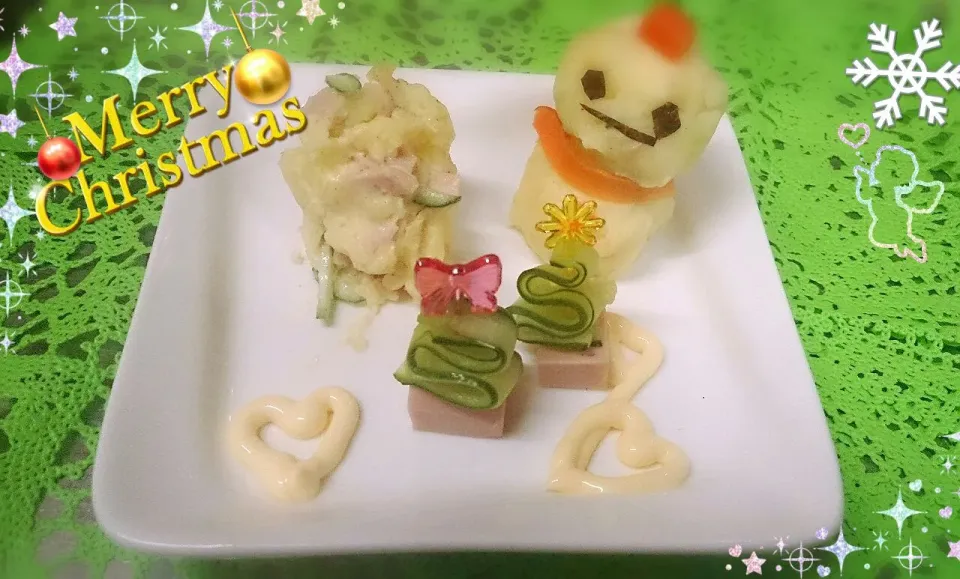 Ｘｍａｓ料理♪雪だるまのﾎﾟﾃｻﾗにﾂﾘｰ|あい(•ө•)♡さん