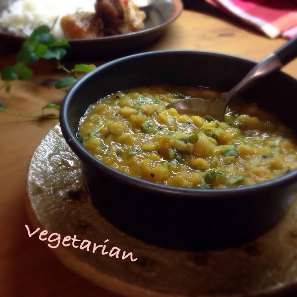 チャナダル（ヒヨコ豆）と水菜のカレー|まちまちこさん