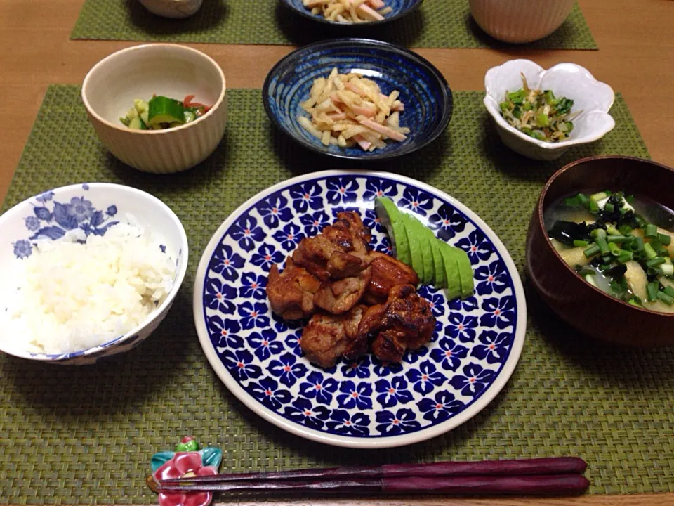 鶏肉南部焼き☆たたき梅きゅうり☆大根胡麻和え☆カブの葉雑魚炒め☆カブのお味噌汁☆|Milfeliceさん