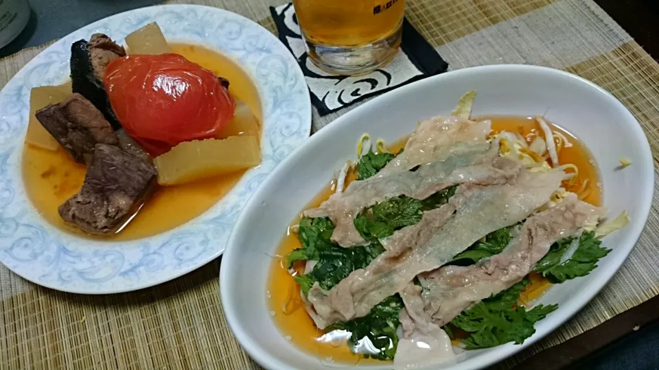 ぶり大根＆豚肉と野菜蒸しもの|まぐろさん