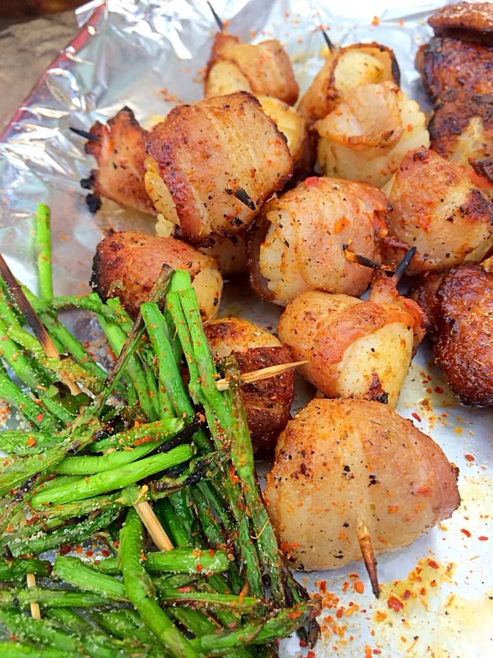 BBQ Asparagus, scallops+bacon|prissyさん